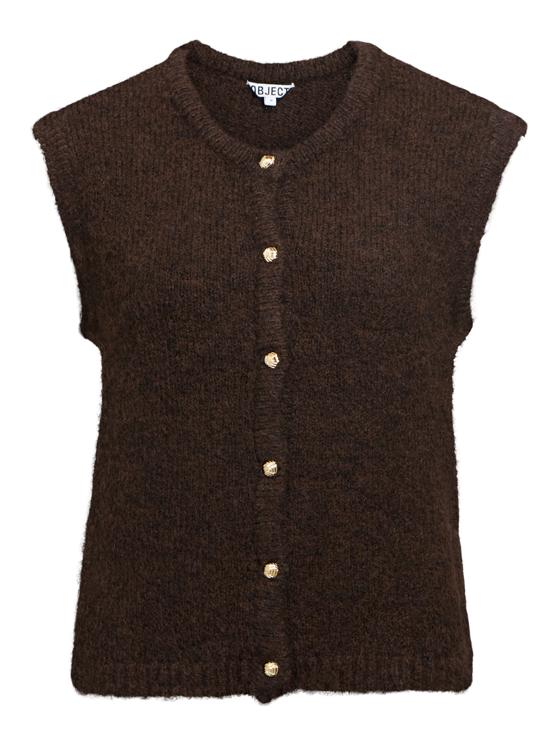 Objsaggia Re Knit Vest Cardigan Noos Brun