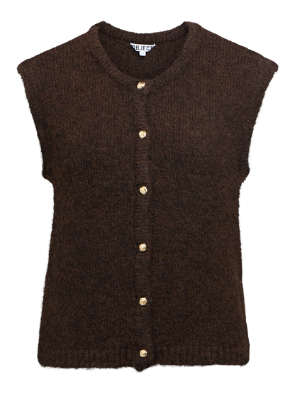 Objsaggia Re Knit Vest Cardigan Noos Brun