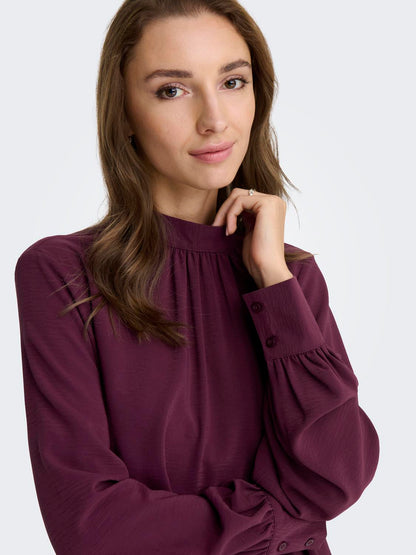 Jdyaya L/s Hn Top Wvn Dia Mørkelilla