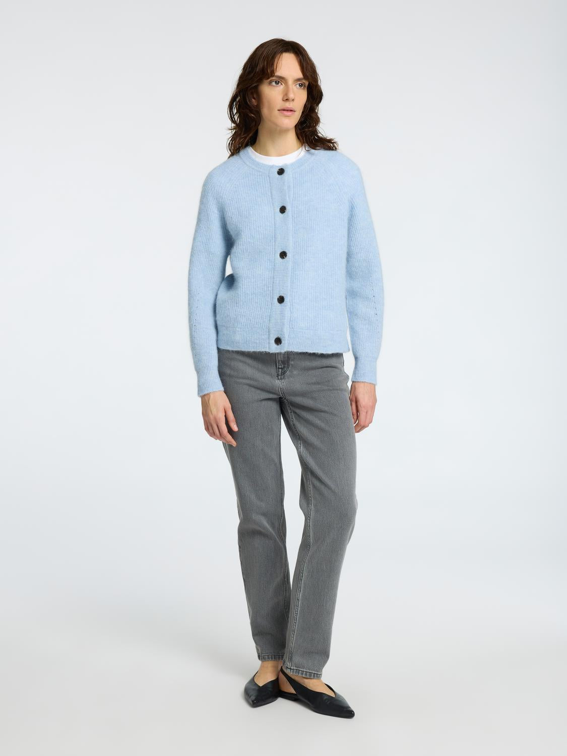 SLFLULU LS KNIT SHORT CARDIGAN NOOS Cashmere Blue