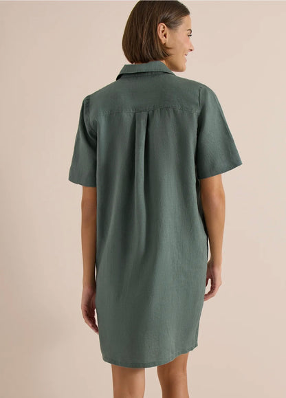 LINEN SOLID DRESS Grønn