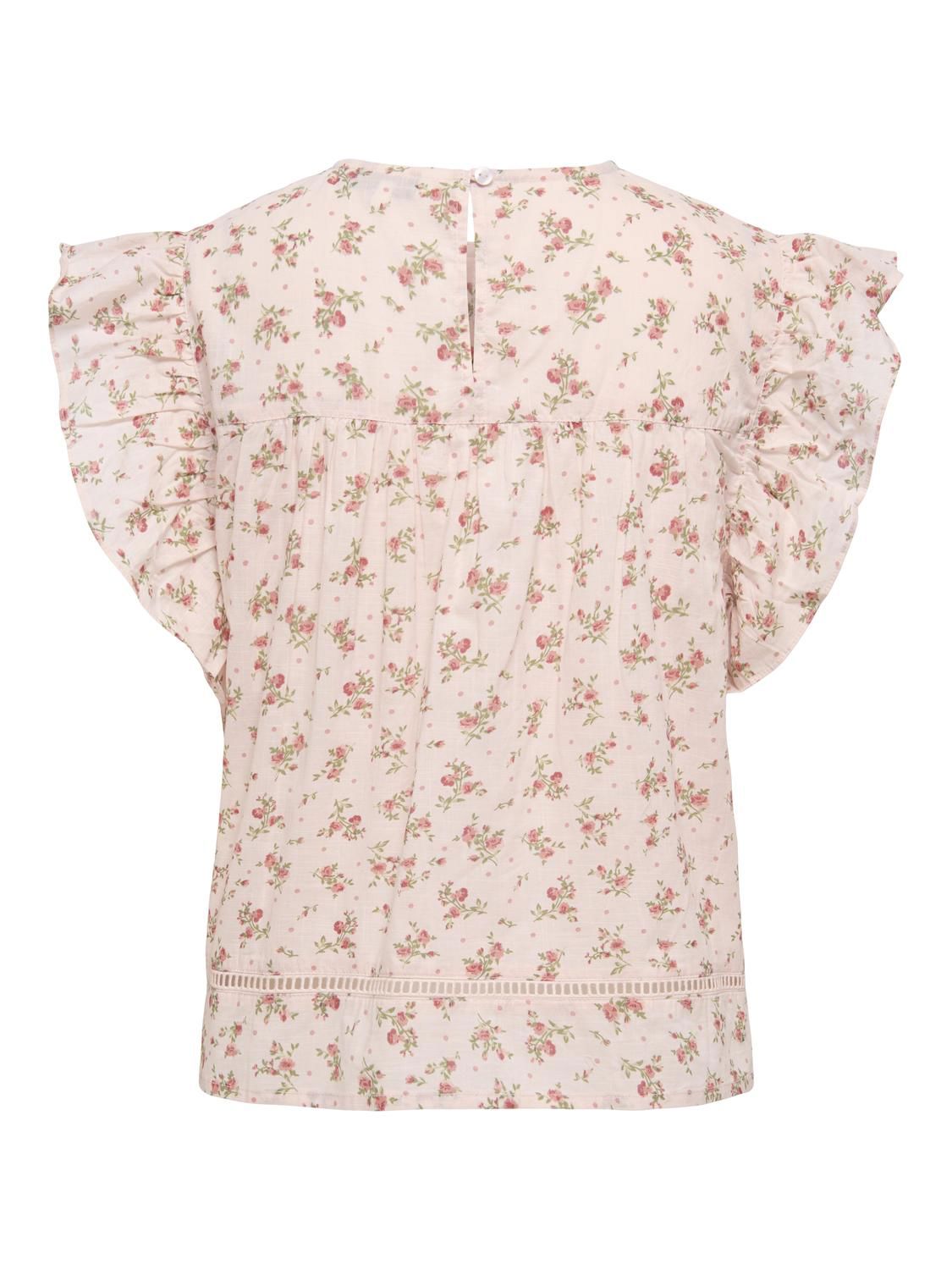 Onlasha Sl Frill O-Neck Top Ex Wvn Rosa