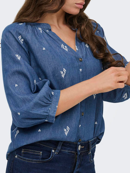 Jdykai 3/4 Shirt Wvn Dia Blå