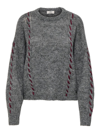 Jdyzoey Ella L/s On Stitch Pullover Knt Grå