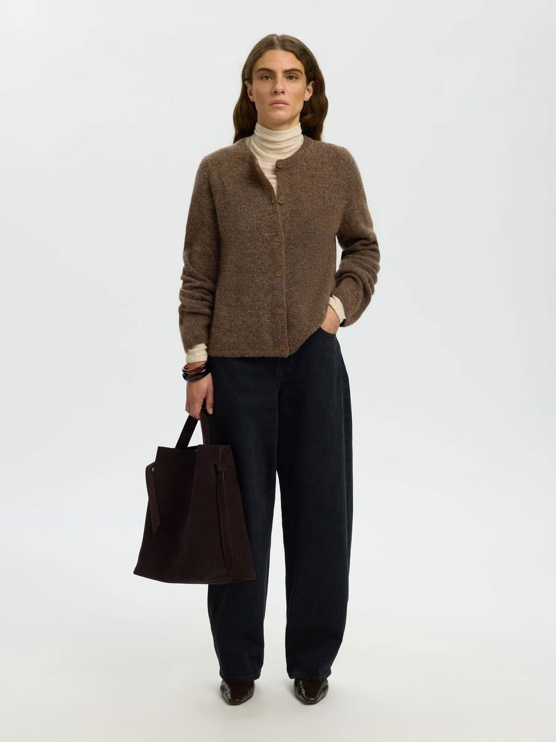 Slwlulu New Ls Knit Cardigan Noos Brun