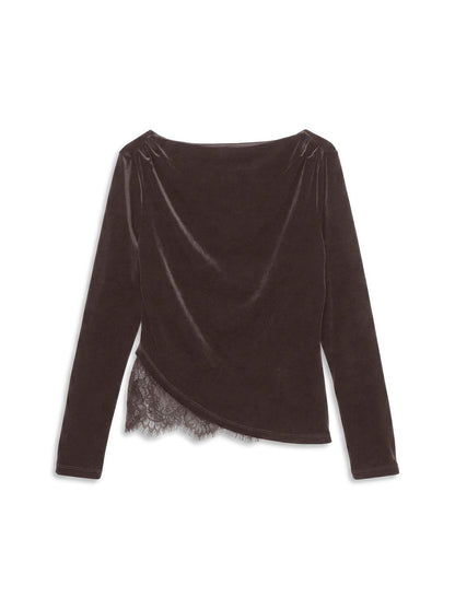 Vmrikke Ls Boatneck Lace Mix Top Jrs Brun