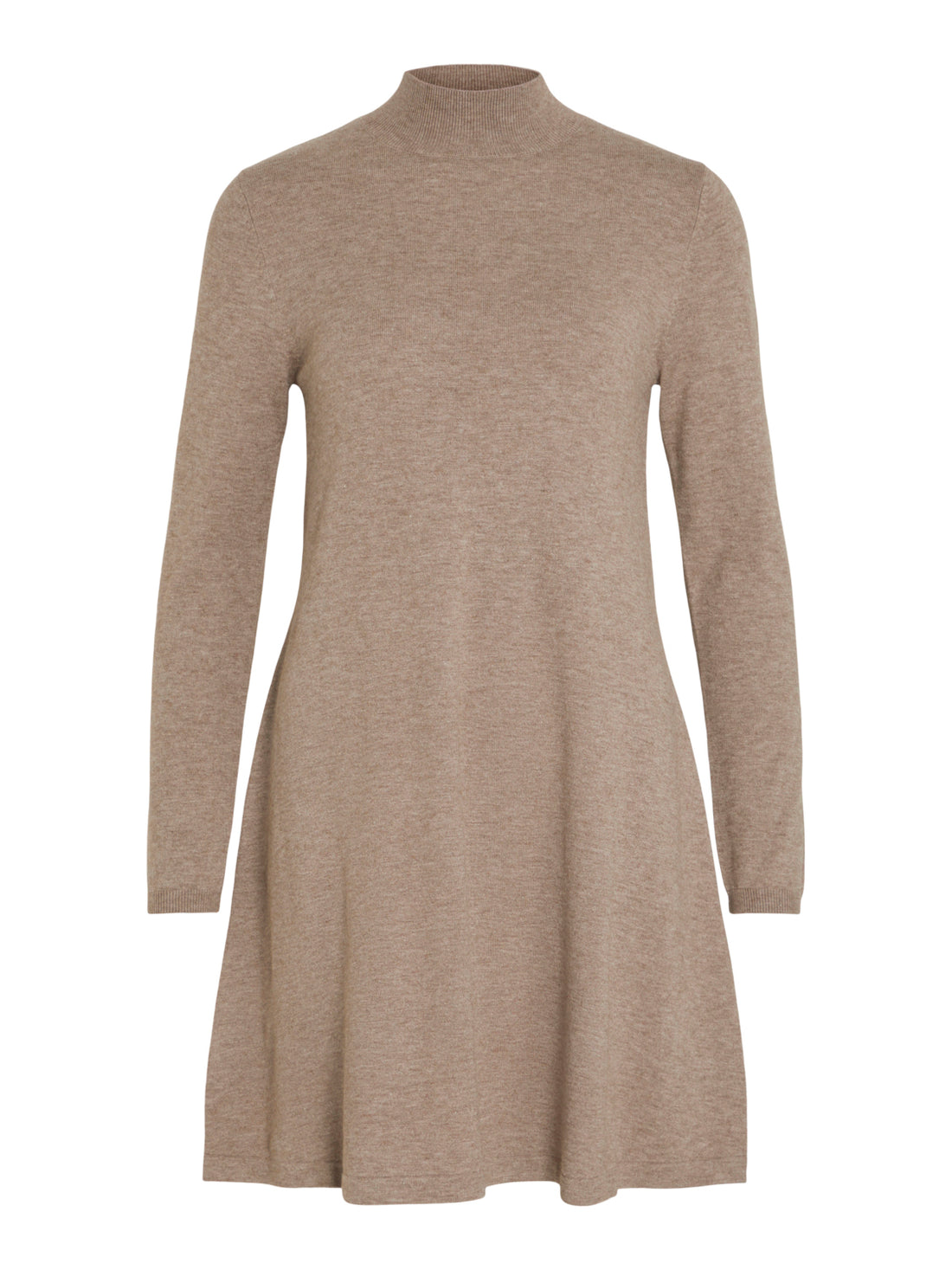 VICOMFY A-LINE ROLLNECK KNIT DRESS/SU/PB Brown Lentil