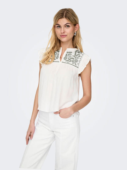 Onlvestine S/s Top Wvn Noos Hvit