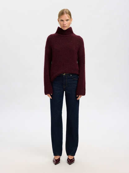 Slfgabriella Ls Knit High Neck Noos Mørkelilla