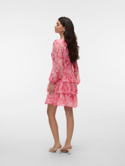 Vmsmilla Ls Short Layer Dress Wvn Rosa