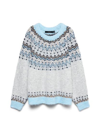 Vmjuliana Ls O-Neck Pullover Boo Grå