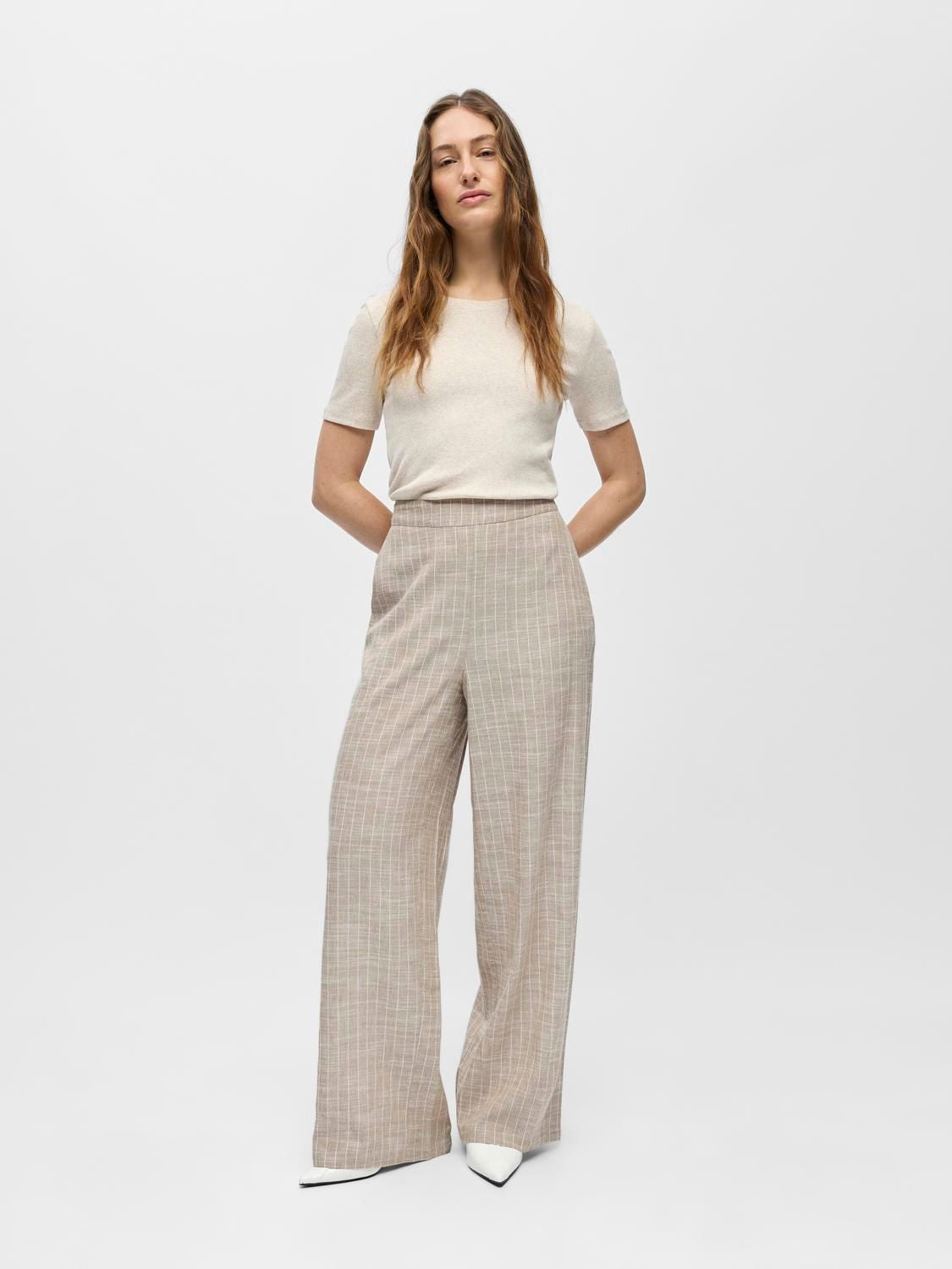 Objpaula Yui Hw Wide Pants 144 Grå
