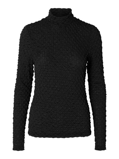 SLFTIMMI LS HIGH NECK STRUCTURE TOP Black