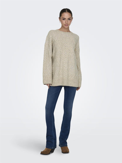 DYSILJA L/S LONG CABLE PULLOV. KNT NOOS Beige