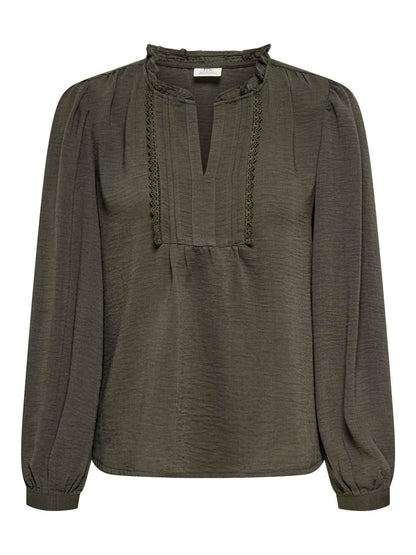 Jdyrachel Life L/s Pintuck Top Wvn Noos Grønn
