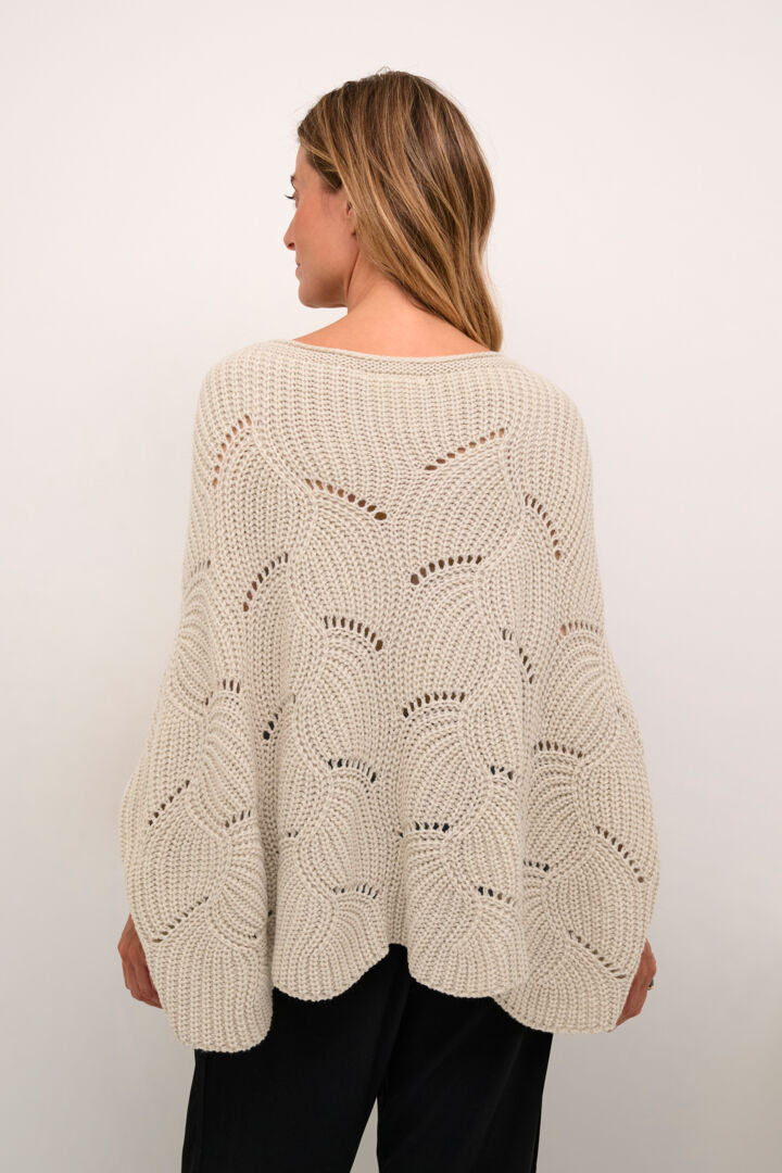 CRmistletoe KNIT PONCHO Lys Beige