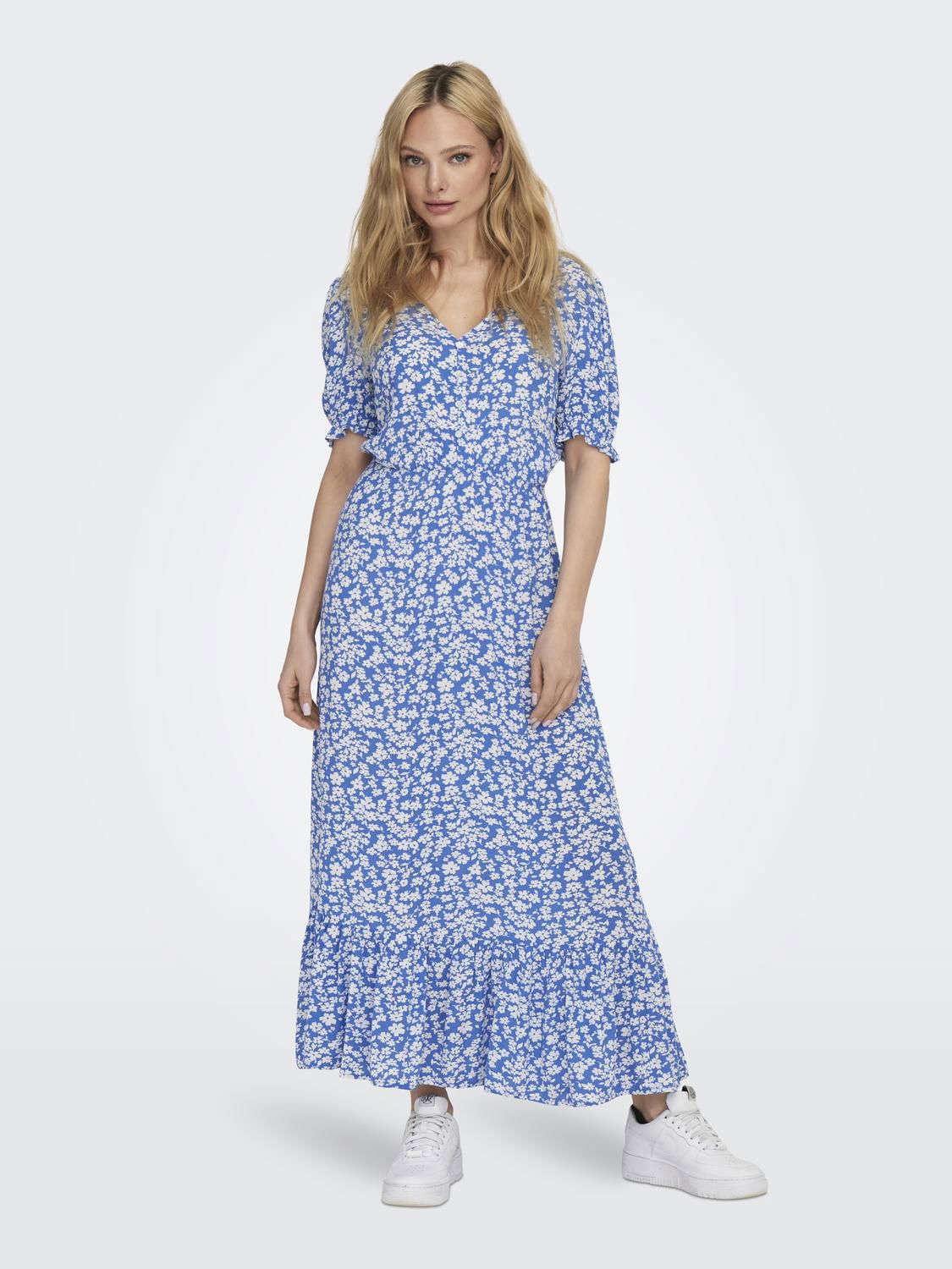 Onlchianti S/s Long Dress Wvn Noos Blå