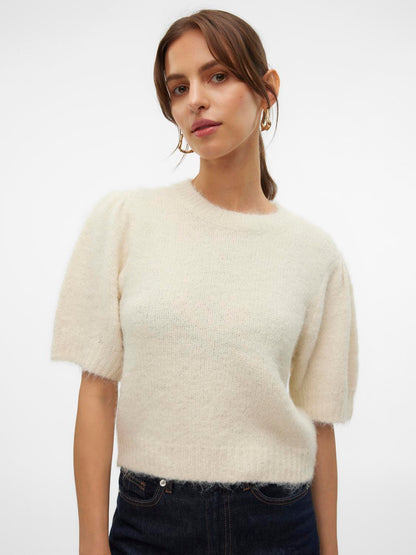 VMNOVAH SS O-NECK PUFF PULLOVER GA NOOS Hvit