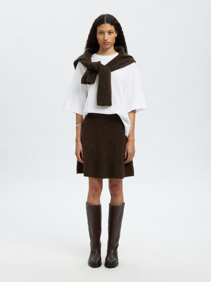 Slflulu Brushed Hw Knit Skirt Brun