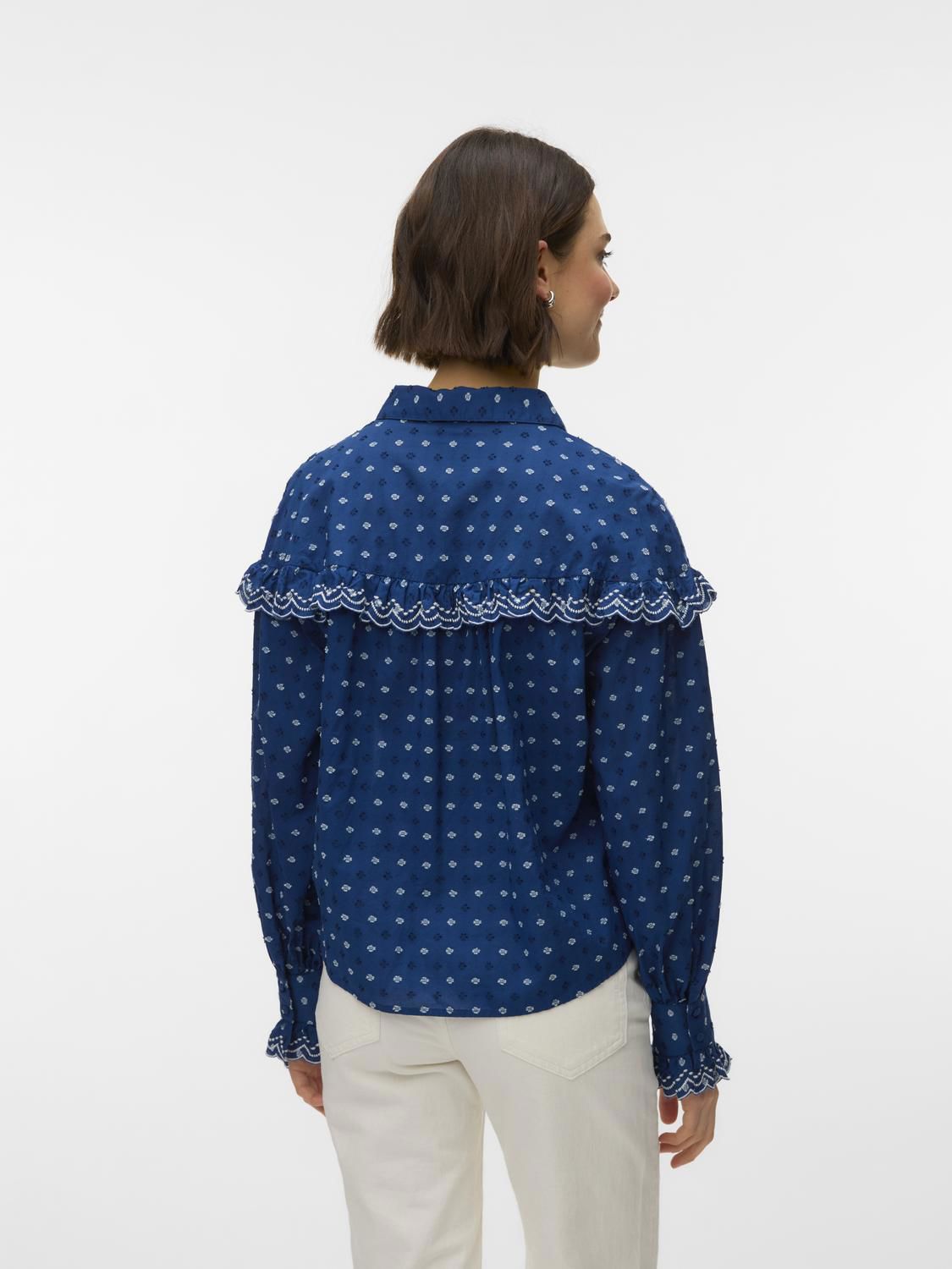 Vmclarence Ls Shirt Wvn Blå