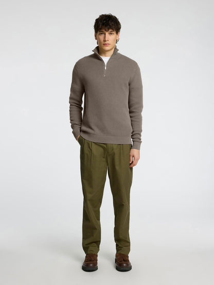 Slmdane Ls Knit Structure Half Zip Noos Lys Brun