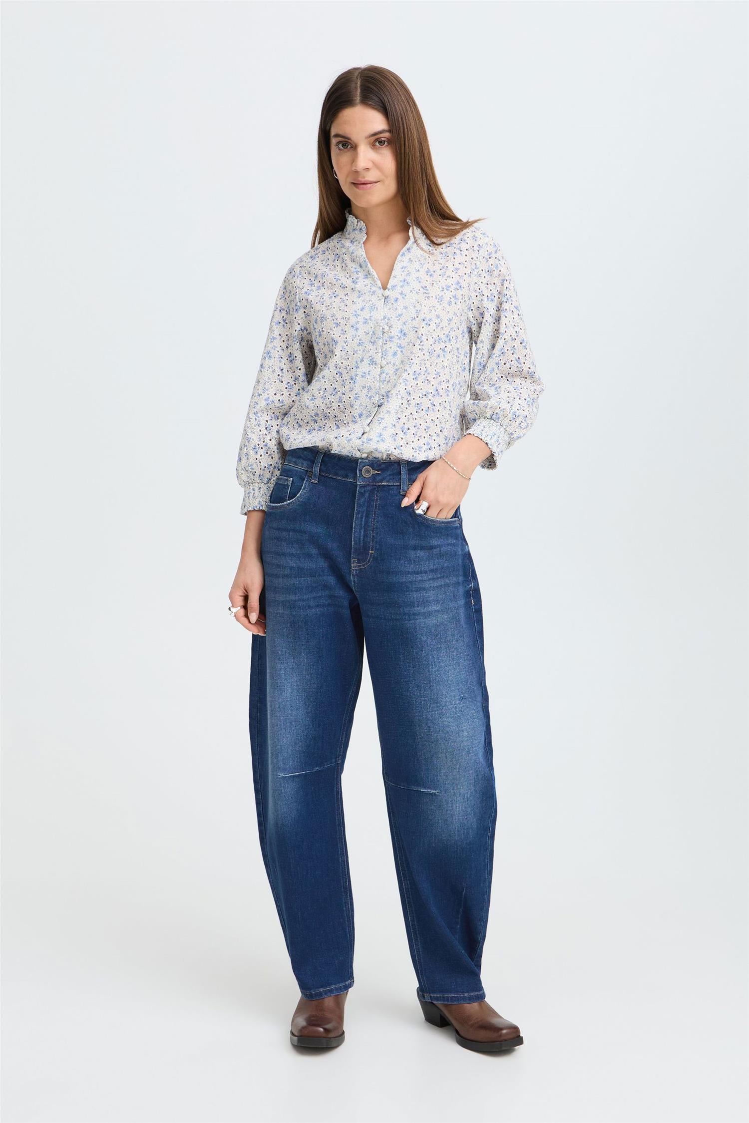 Pzanni Hw Jeans Barrel Leg Blå