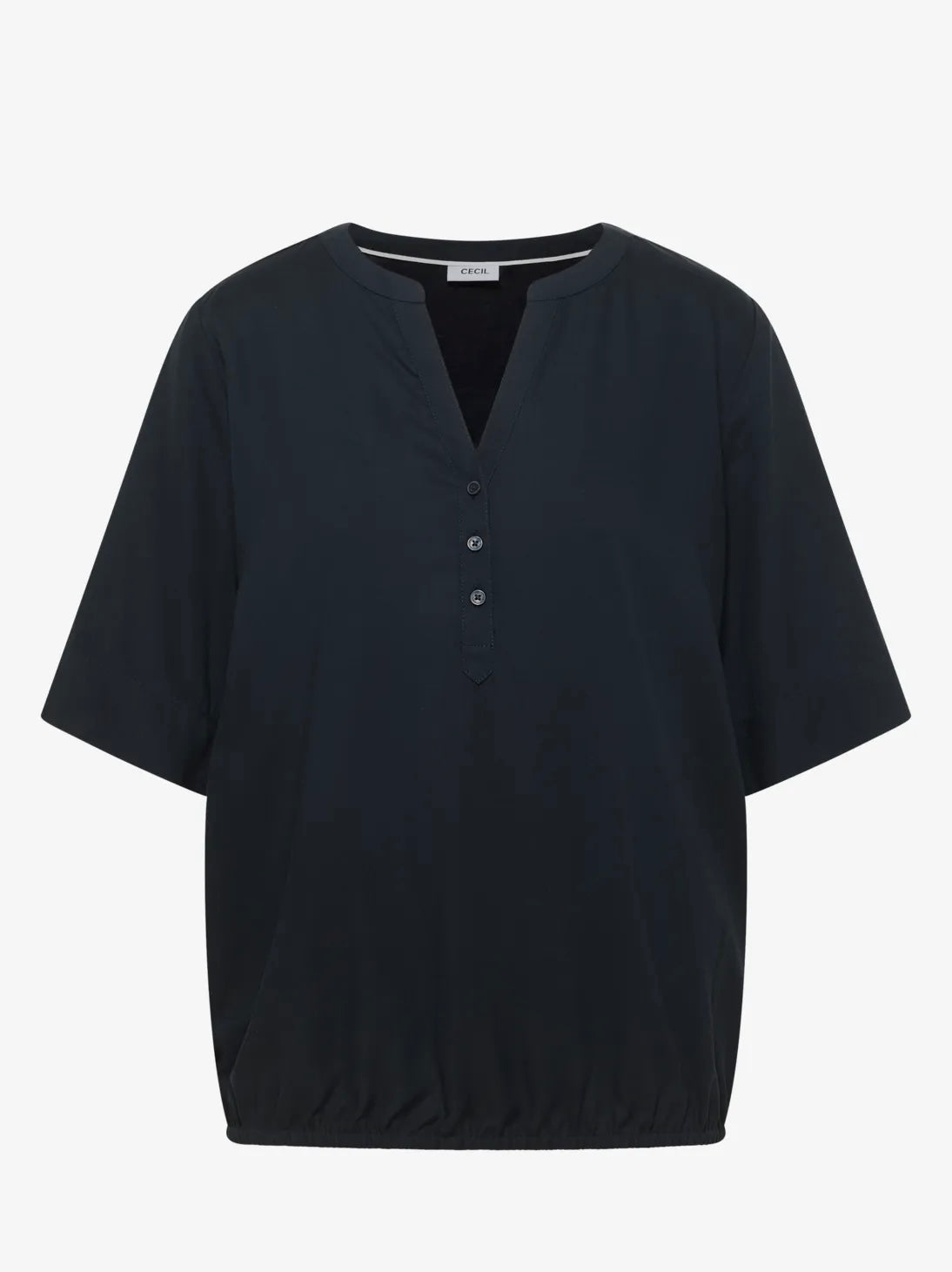 SOLID SPLITNECK BLOUSE NOS Marine