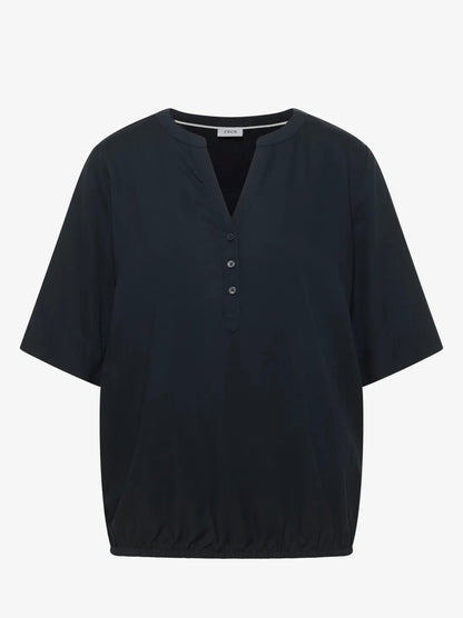 SOLID SPLITNECK BLOUSE NOS Marine