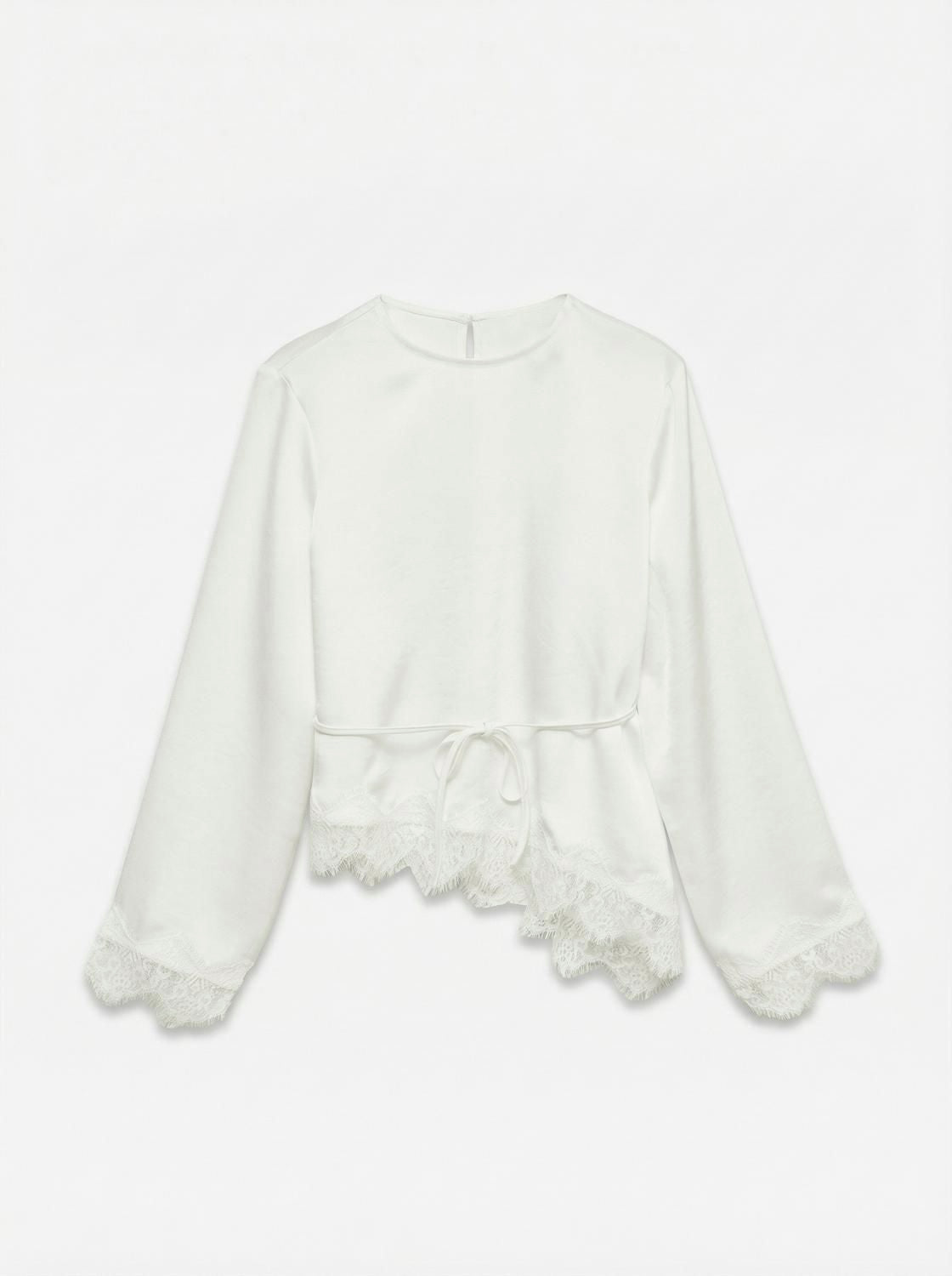 Vmmiro Ls Lace Top Wvn Hvit