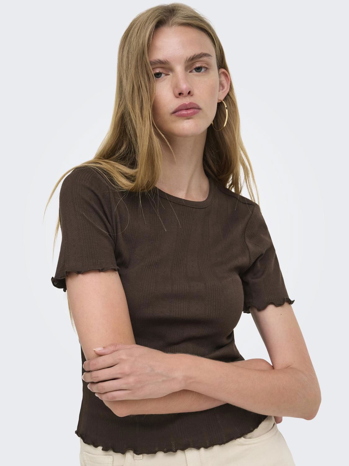 Onltenna O-Neck S/s Top Jrs Noos Brun