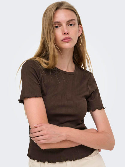 Onltenna O-Neck S/s Top Jrs Noos Brun