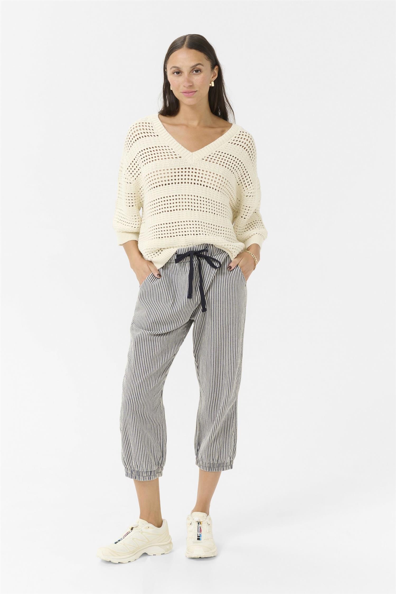 Kanaya Striped Capri Pants Svart