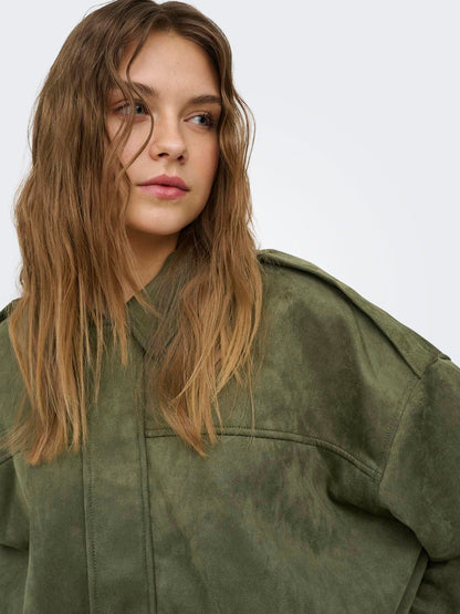 Onlmoon-Stina Faux Suede Bomber Pnt Noos Grønn