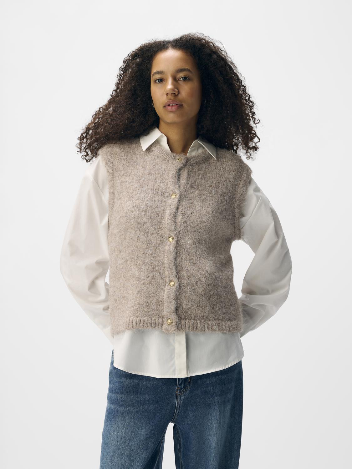 Objsaggia Re Knit Vest Cardigan Noos Beige