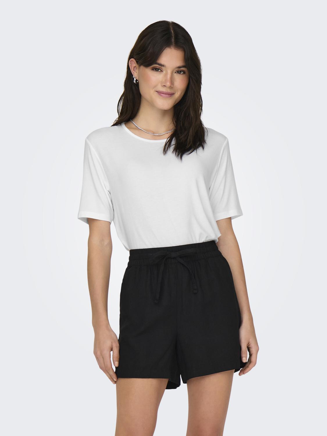 JDYMILA S/S O-NECK TOP Hvit