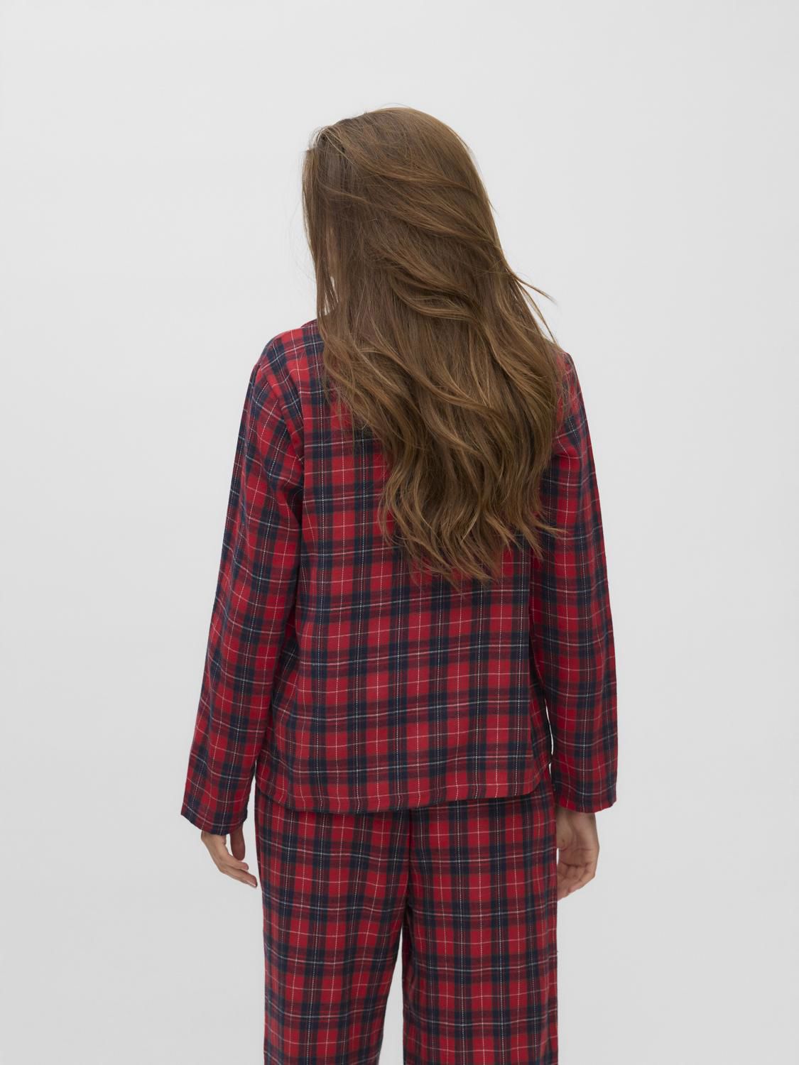 Vmnora Flannel Nightwear Shirt Rød
