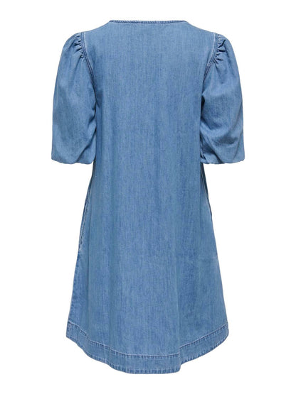 Onltiana Ss Puff Dnm Dress Akm Blå