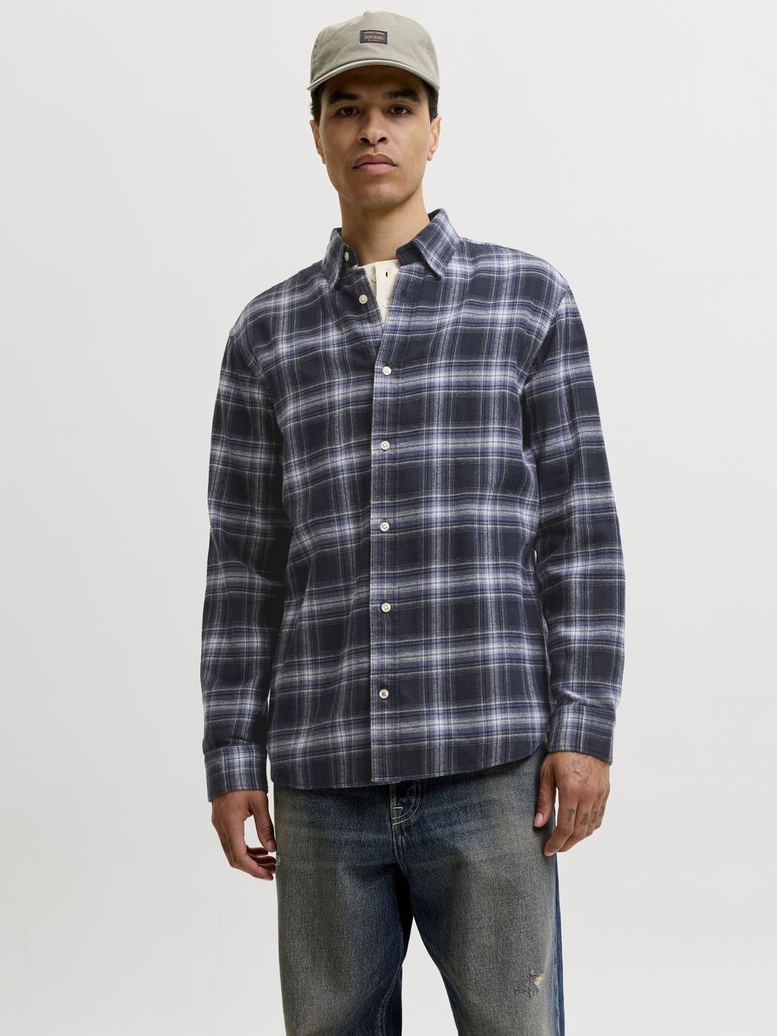 Jjefield Check Shirt Ls Sn Blå