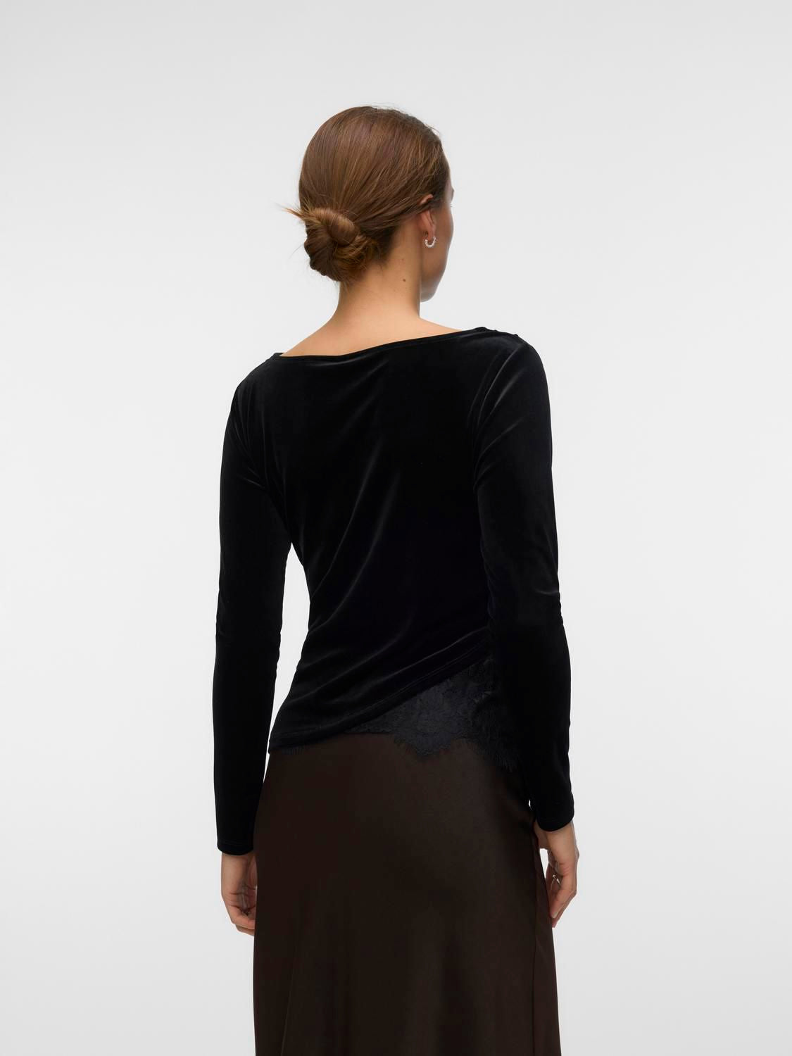 Vmrikke Ls Boatneck Lace Mix Top Jrs Sort