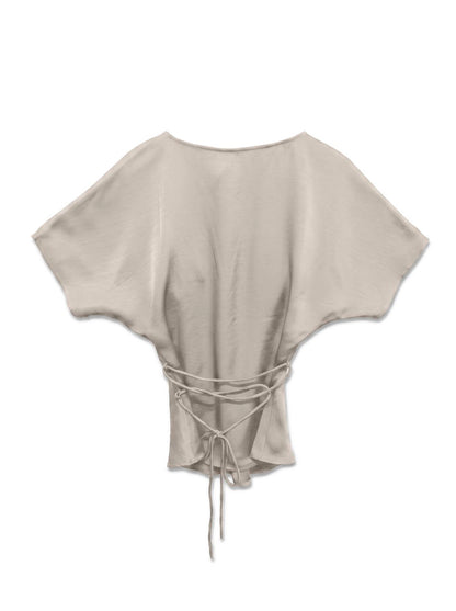 Vmmiro Ss Waist Tie Top Wvn Ret Beige
