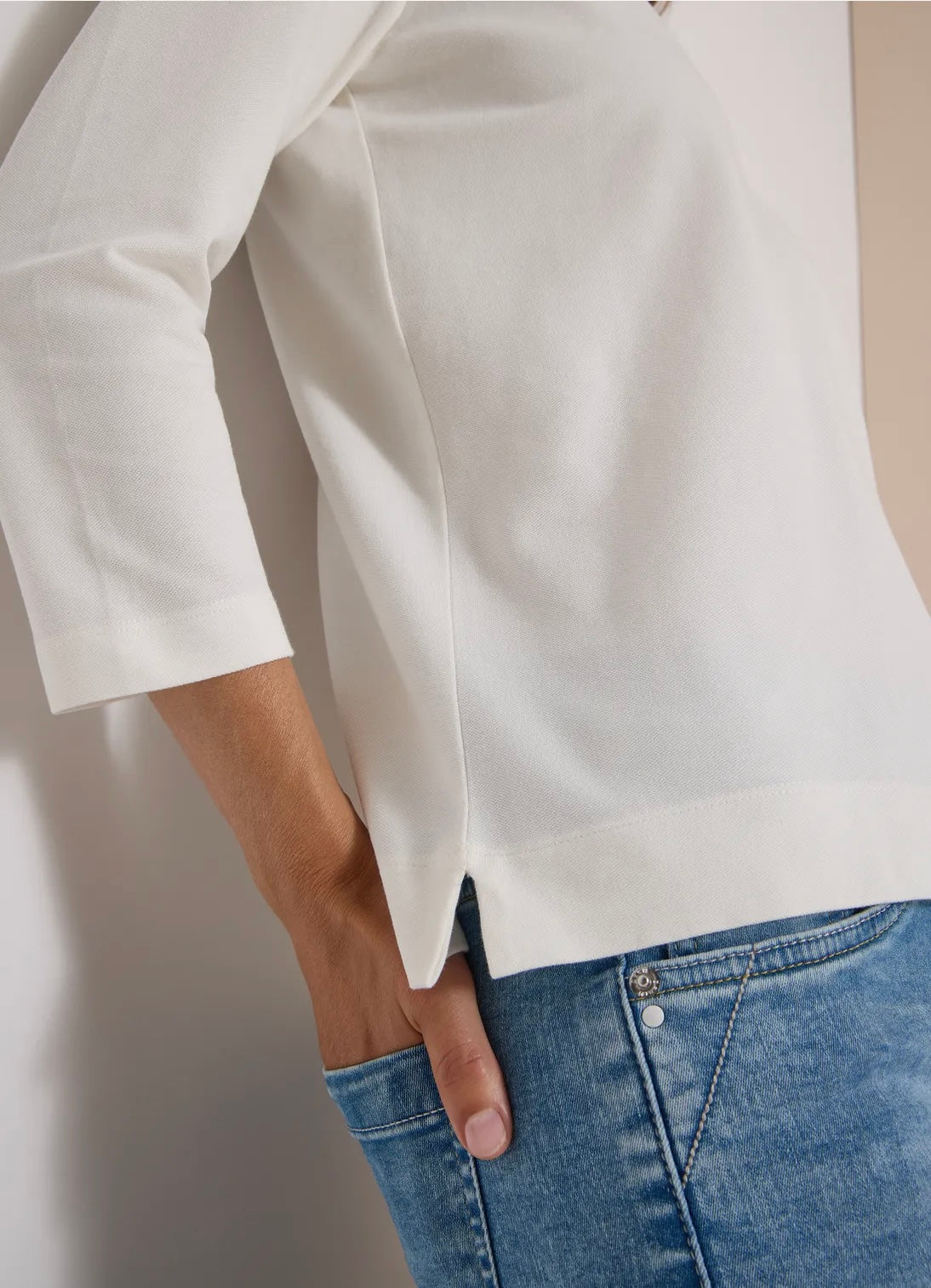 Solid polo w/buttons Hvit