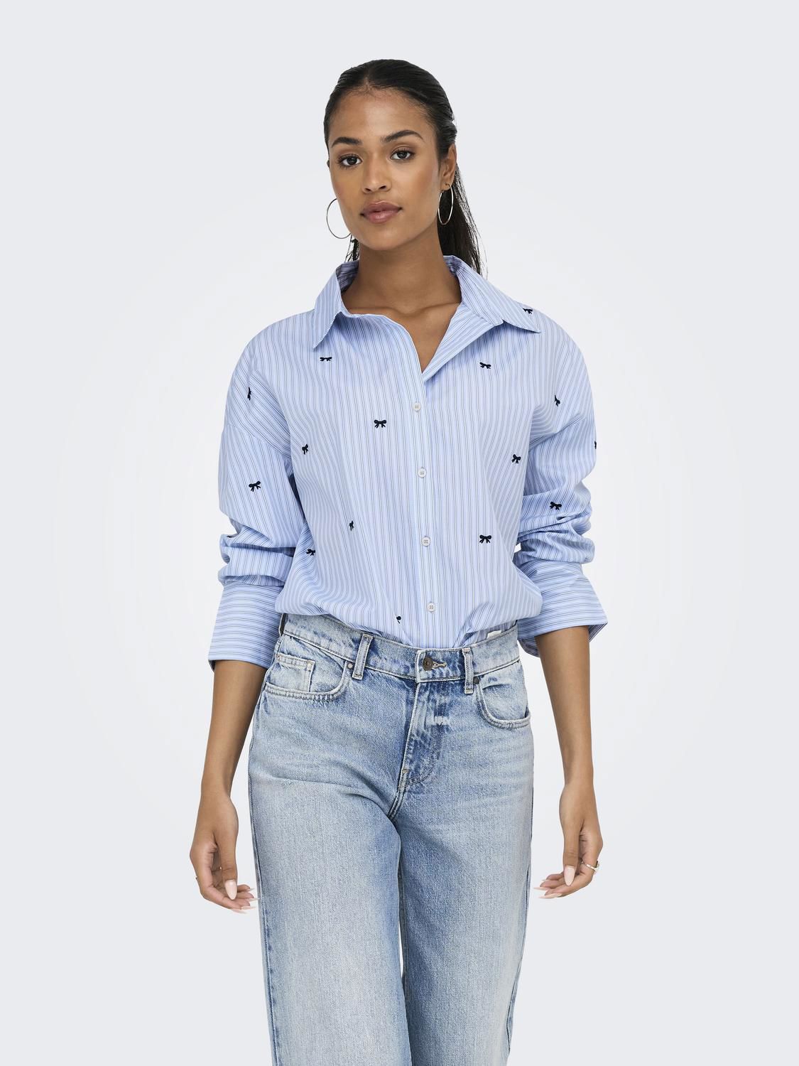 Onloregon Zeidi Ls Bow Shirt Noos Wvn Blå
