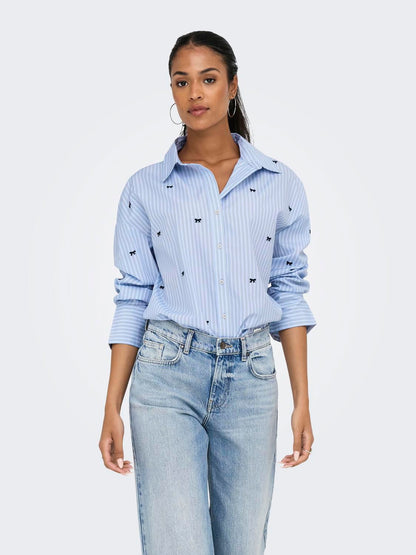 Onloregon Zeidi Ls Bow Shirt Noos Wvn Blå