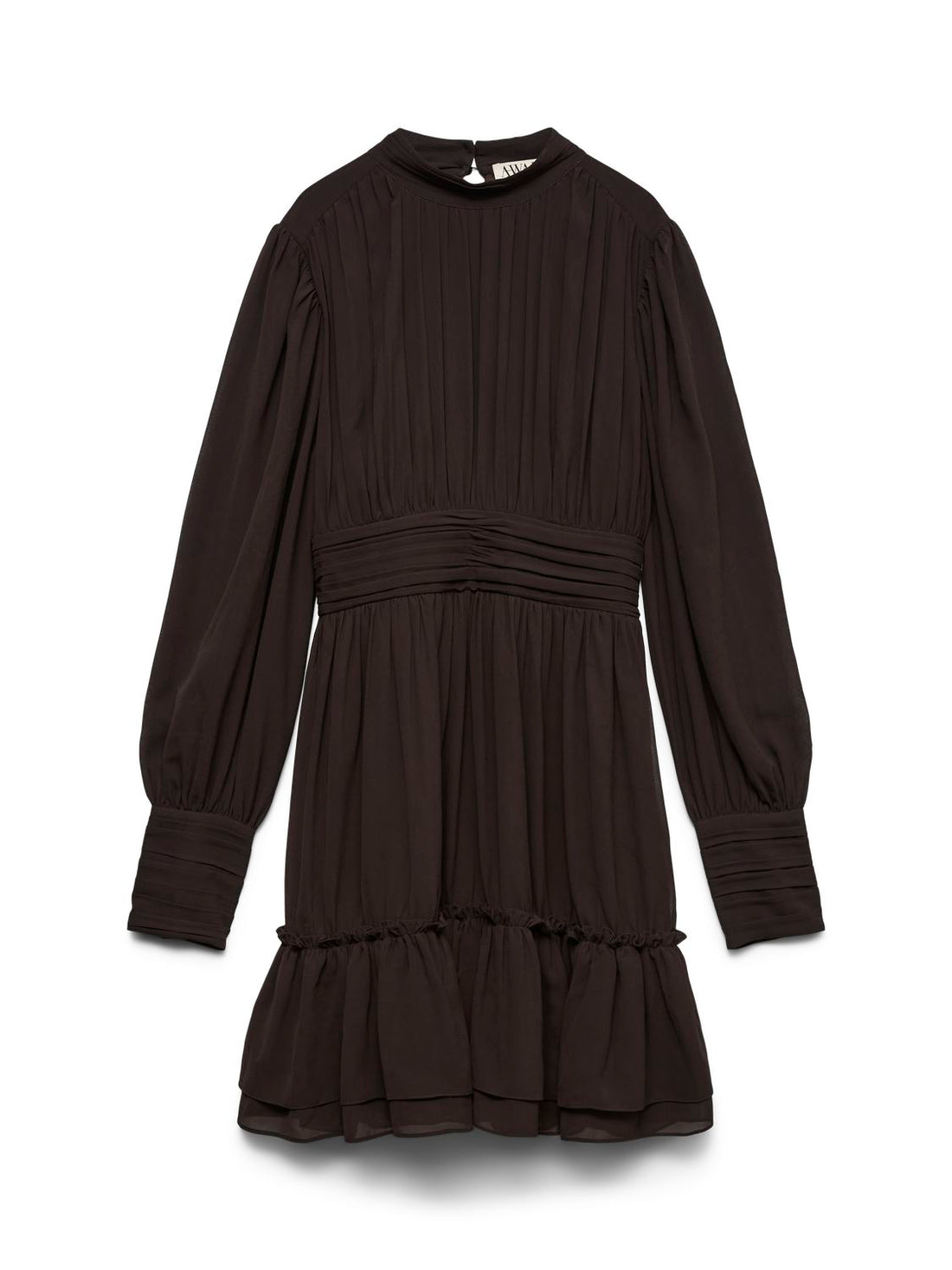 Awbirdia Ls High Neck Short Dress Brun
