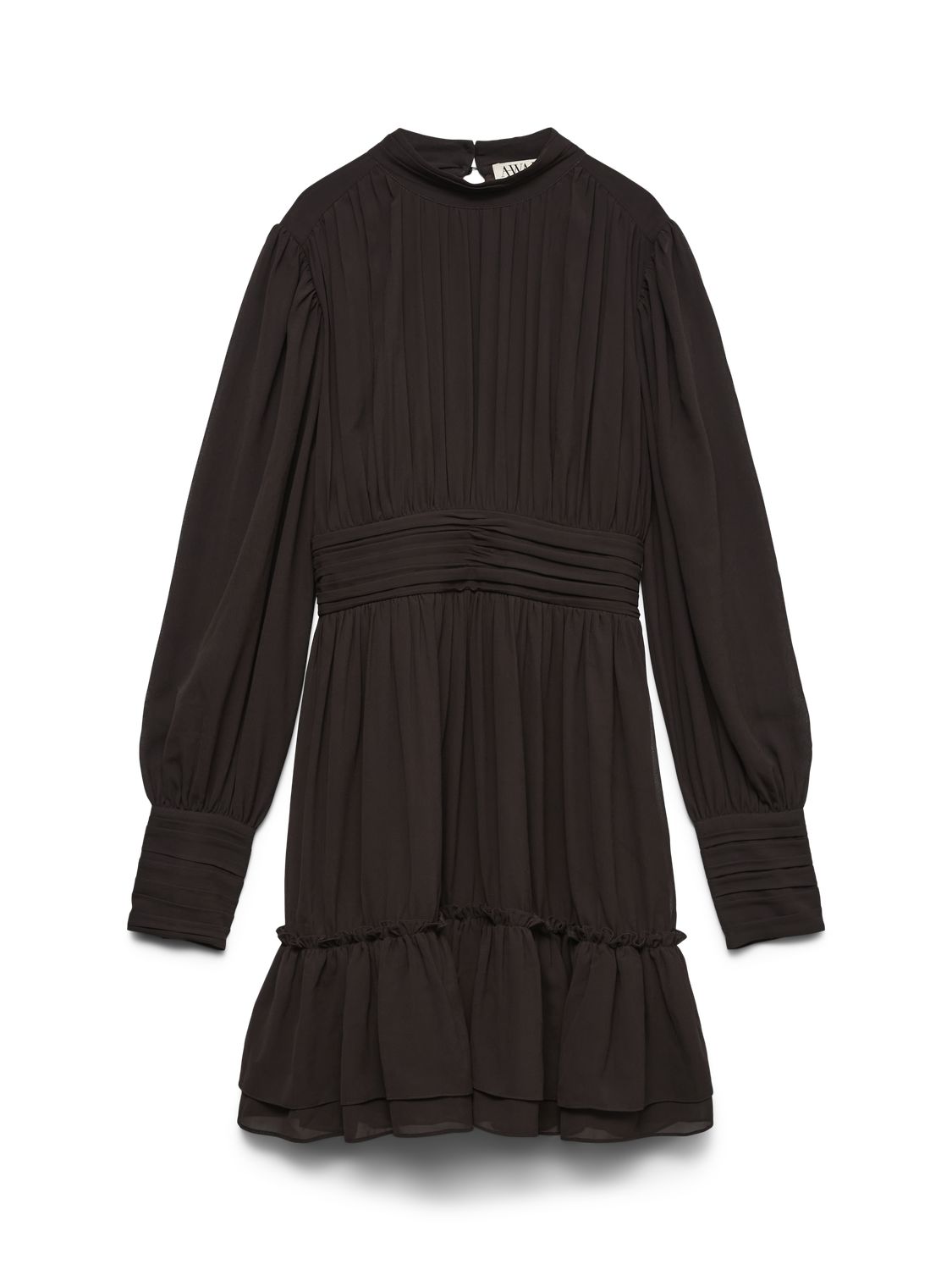 Awbirdia Ls High Neck Short Dress Brun