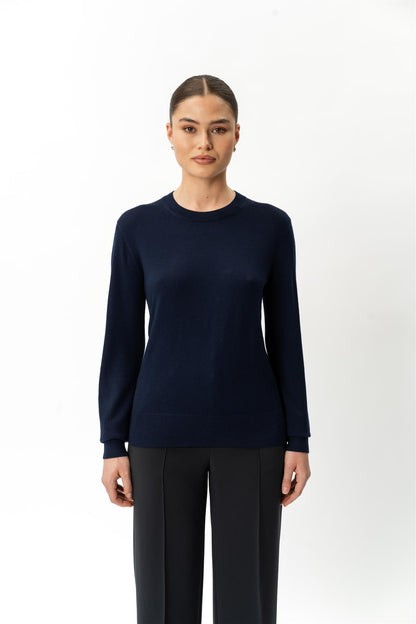 Merino Wool Crewneck Marine
