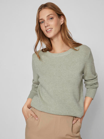 VIRIL O-NECK L/S  KNIT TOP - NOOS Oil Green