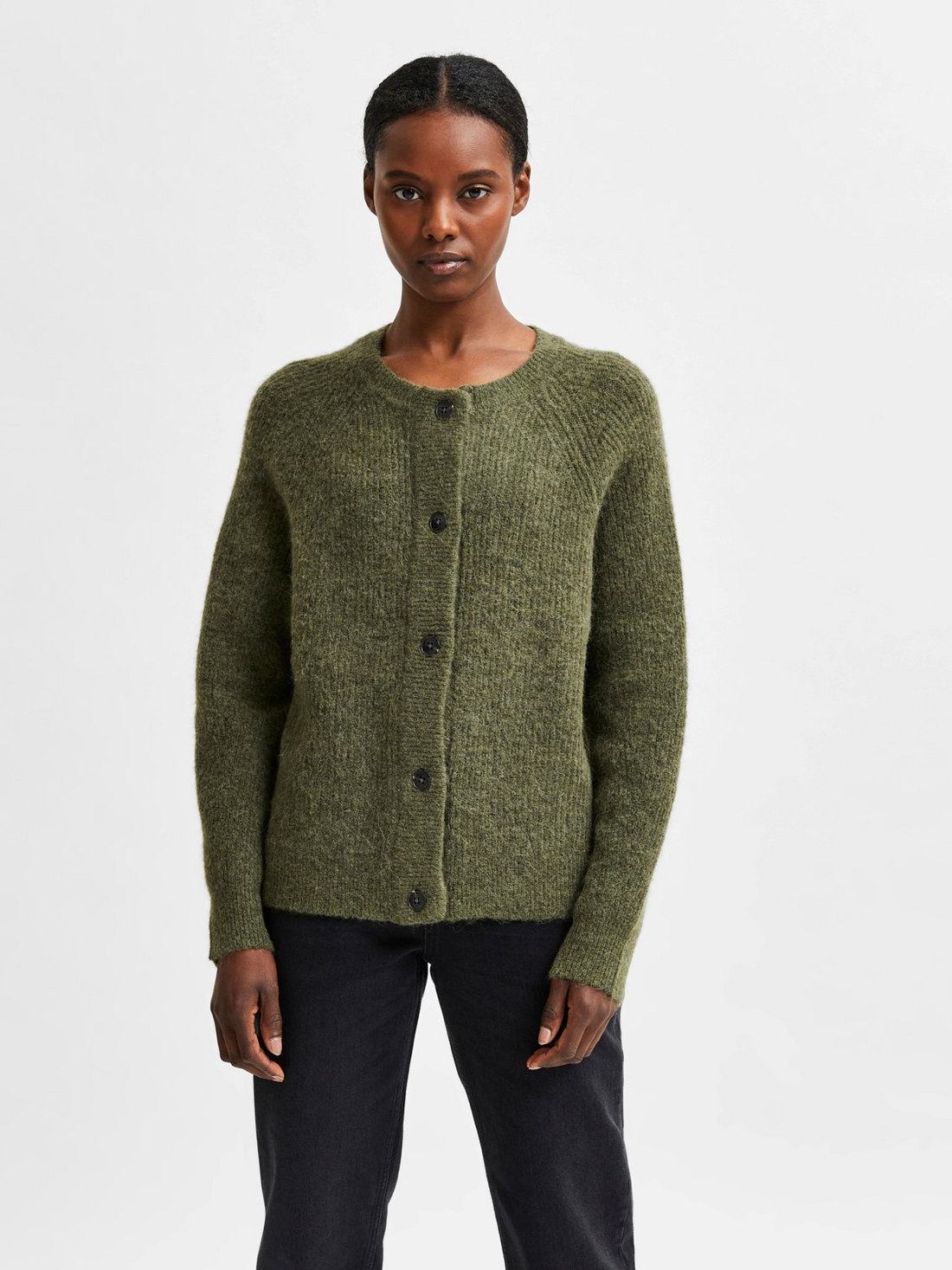 SLFLULU LS KNIT SHORT CARDIGAN NOOS Grønn