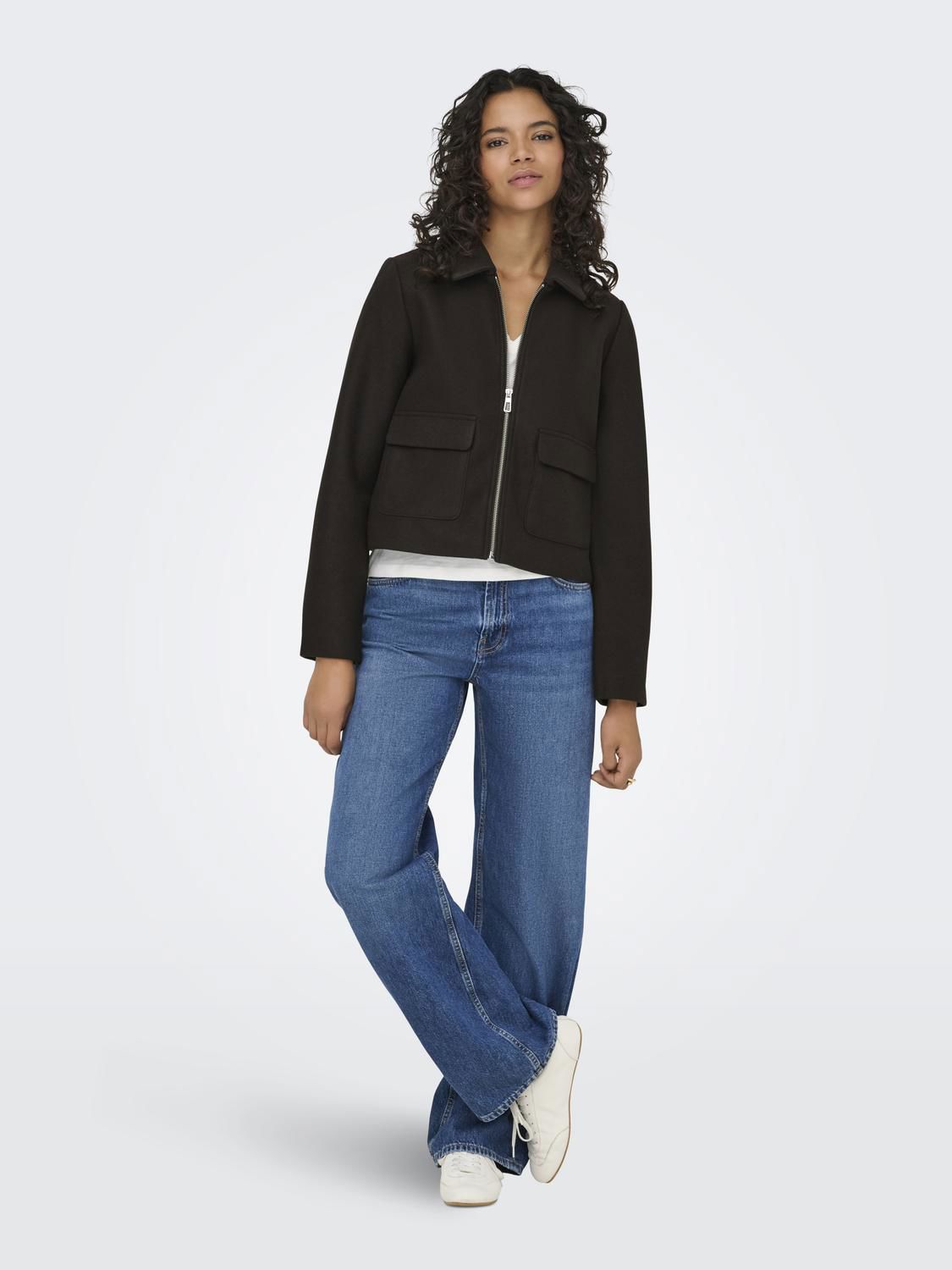 Onlvela Zip Short Jacket Otw Noos Brun