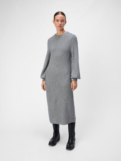 Objditte Re L/s Knit Midi Dress Noos Mellomgrå